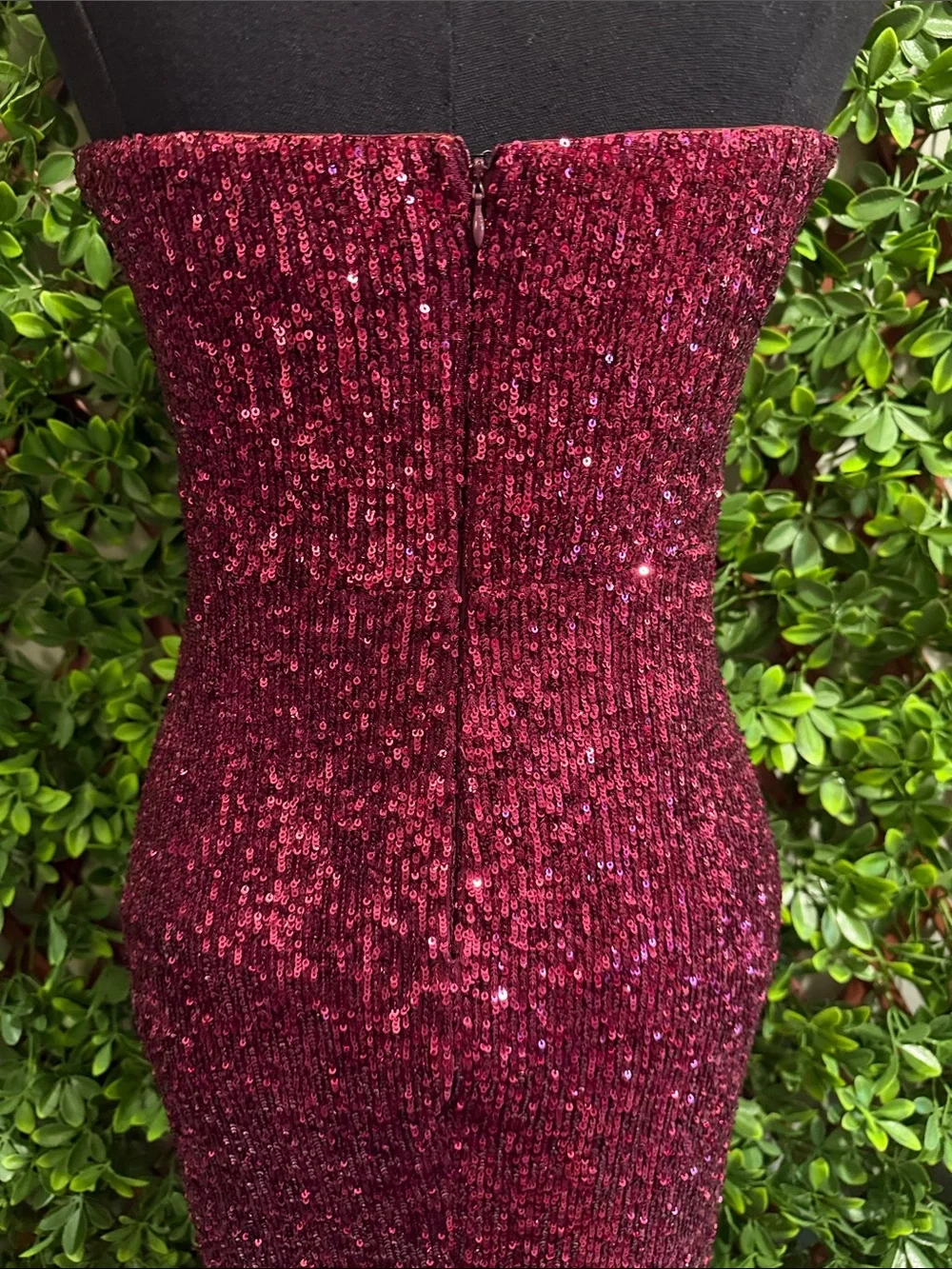 Lavish Lover Wine Red Strapless Sequin Maxi Dress - Picture 11 of 15